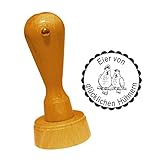 Stempel Eier von glücklichen Hühnern - Hühnerpaar - Wunschtext möglich - Ø 20 mm