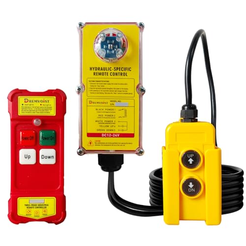 2 in 1 Crane Remote 12-24V Wireless Crane Remote Control with Emergency Stop Industrial Controller Hoist Truck Wire Dump Trailer Remote Control Up-Down Switch Control Station
