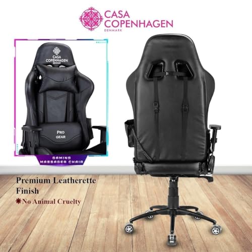 Image of Casa Copenhagen , Designed in Denmark,High-Back Italian Leather Gaming Ergonomic Chair with Footrest, Luxurious Memory Foam Seating & Multi Function Arm- Black