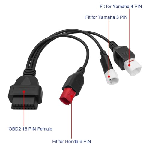 3pin 4 pin 6pin Motor obd2 Cable 3pin 4pin 6pin to 16pin Euro5 OBD Motorbike 3 in 1 OBDii Diagnostic Adapter Scanner Connector Cable for Yamaha Motorcycle Kline for Honda CRF K-T-M X- MAX T Racer