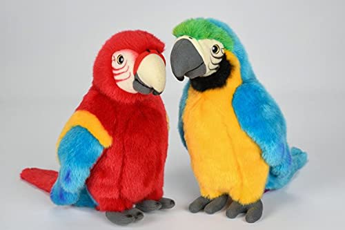 Teddys Rothenburg Kuscheltier Papagei stehend rot/blau/gelb 28 cm Plüschpapagei Plüschvogel by Uni-Toys – Bild 3