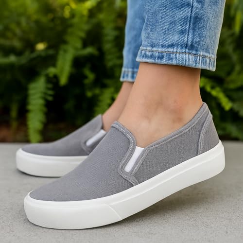 CUSHIONAIRE Fulton Canvas Womens Slip On Sneakers, Lightweight Comfortable Casual Sneakers for Women with Memory Foam4
