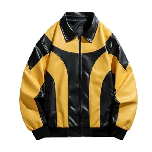 Veste de moto en cuir synthétique homme mi-saison veste décontractée mi-saison coupe ample