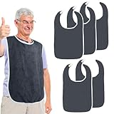 SPOKKI 5 Stück Lätzchen für Erwachsene Frottee Senioren Mehrweg Waschbar Erwachsenen Lätzchen Baumwolle Kleiderschutz mit Klettverschluss für Männer, Frauen, Erwachsene, Ältere Menschen und Behinderte