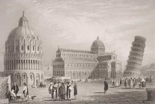Cuadros decorativos de lienzo con pintura de Pisa por Samuel Prout, formato 60x90cm