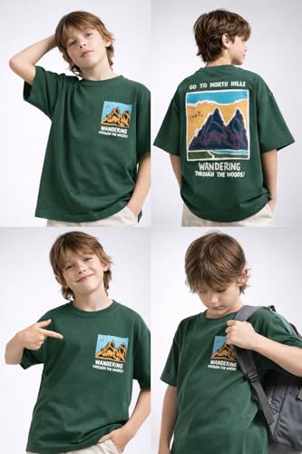 Image of Alan Jones Clothing Boys Oversized Cotton Printed T-Shirt | Round Neck, Short Sleeves, Casual Wear