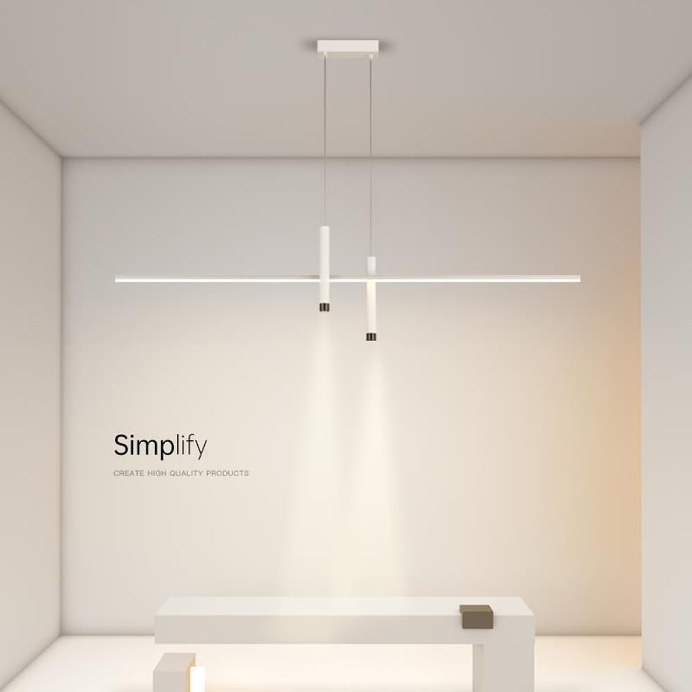 Lustre LED Moderne pour Salle à Manger, luminaire linéaire, Spot Suspendu, Style Nordique, Noir et Blanc, Tube Long, éclairage pour îlot de Cuisine, Restaurant, Salon, lumière Chau