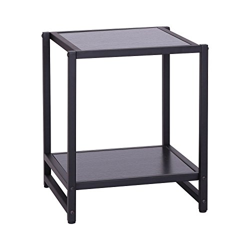 HOMCOM Mesa Auxiliar para Salón con 2 estantes de Madera 38x38x45,7cm Color Negro Estructura Metal…