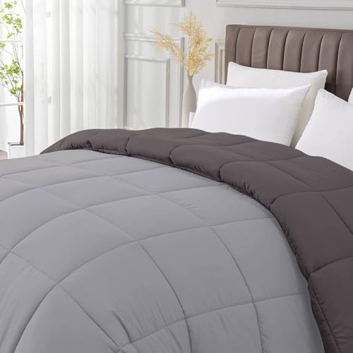 Image of Razzai Restful Sleep Microfiber Summer Season Ac Reversible Comforter 220 GSM (60 inch x 90 inch Inches /152cm x 228cm) - Single Bed Comforter|Silver /Dark Grey|