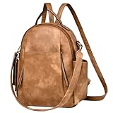 CTTOVIS Small Backpack for Women Designer Leather Mini Backpack Purse Ladies Fashion Roomy Shoulder Handbag (Apricot)