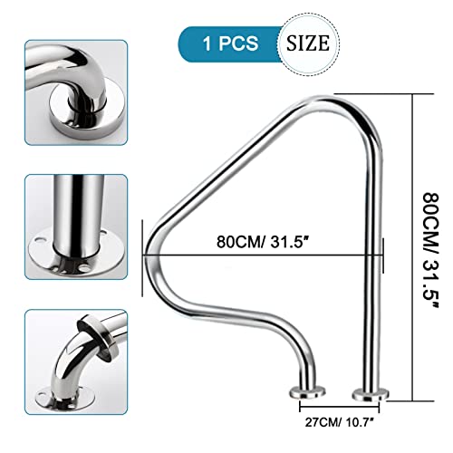 Baranda para piscina de acero inoxidable 304 curva 31.5" miniatura 2