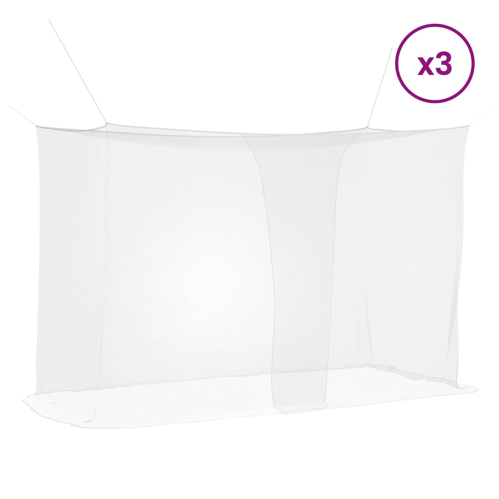Moskito Netz für Bett 156 Maschen 3er Set Weiß Polyester, Fliegengitter Mückenschutz Bettnetz für Innenbereich, 220 x 100 x 150 cm mit genähter Öffnung