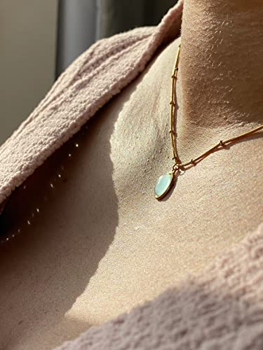 Natural Green Aventurine Stone Pendant Necklace for Women Dainty 18K Plated Gold Chain Choker Necklace,Layered Necklace,Jewelry Set Non Tarnish4