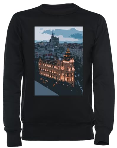 Sweat-shirt Madrid noir unisexe en molleton premium durable