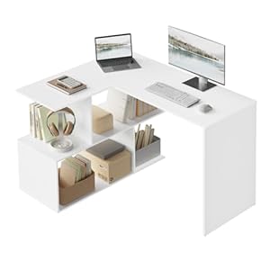 WOLTU Schreibtisch L Form, Eckschreibtisch mit Stauraum, 120x100cm, Bürotisch, Computertisch mit Ablagefächern, PC Tisch, Winkelschreibtisch, Arbeitstisch für Büro Arbeitszimmer, Weiß
