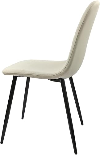 Miniatura 5 de Juego de 4 sillas de comedor con forma de cuchara sin brazos con asiento de cojín de tela de gamuza y patas de metal negro para comedor y cocina,