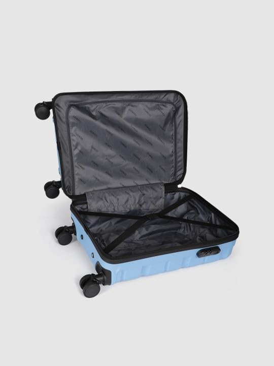 Image of Teakwood Small Size 55 CM 8 Wheels Trolley Bag, Hard Cabin with Zipper Closure, Adjustable Push Button & Cross Side Strap, TSA Lock System 360 Degree (Small, Powder Blue)
