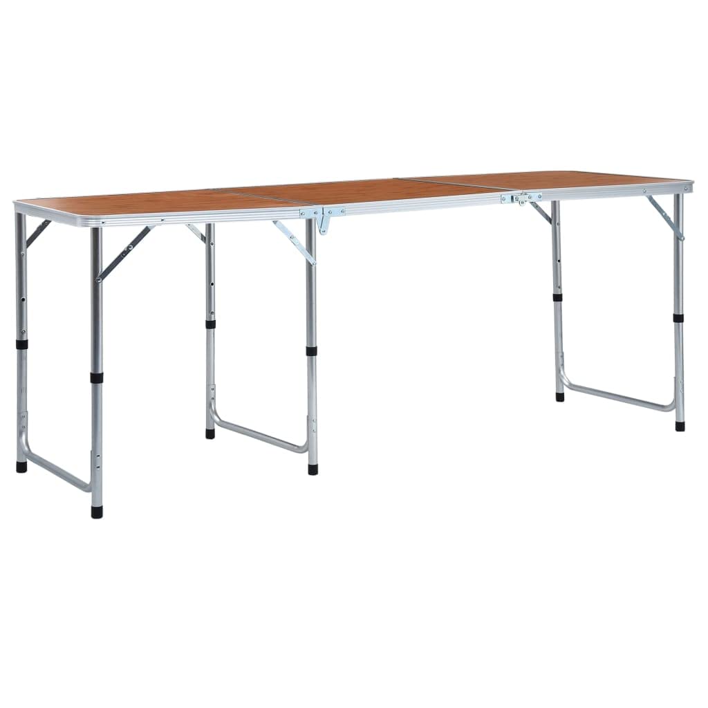 Klappbarer Campingtisch Aluminium 180 x 60 cm, höhenverstellbar 55-70 cm, Ultraleicht und wetterfest, faltbar mit Tragegriff, kompakt für Camping, Picknick, Festival, Outdoor und Trekking