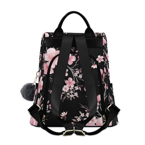 Image of ALAZA Pink Cherry Blossom Flowers Backpack Purse for Women Anti Theft Fashion Back Pack Shoulder Bag