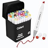 Caliart Alcohol Markers Brush Tip, 51 Colors Dual...