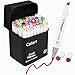 51 Colors Alcohol Brush Markers, Caliart Dual Tip (Brush & Chisel) Art Markers Permanent Sketch Markers for Adults Kids Coloring Artist Sketching Illustration Drawing Calligraphy, Bonus 1 Blender