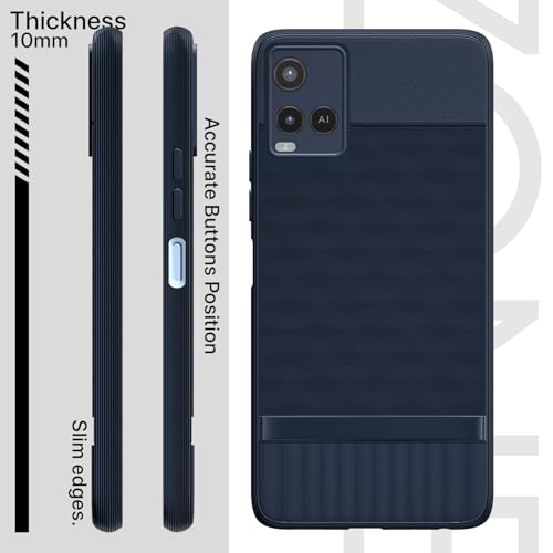 Image of Pikkme Back Cover for Vivo Y21 2021 / Y33s Camera Protection 3D Hexa Cube Design Silicone Protective Bumper Case (Blue)
