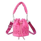 MZE JPLAN Velvet Bucket Cross body Bags for Women Drawstring Designer Shoulder Handbags Purses (Pink)