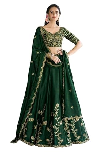 Suppar Sleave Women’s Embroidered Lehenga Choli with Dupatta Heavy Zari Work Bridal & Lehenga Set for Women (G