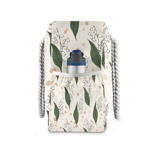 Lily Of The Valley Beach Bags for Women Ladies Large Canvas Tote Shoulder Bag Waterproof Travel Bags for Gym Swim Pool Camping3