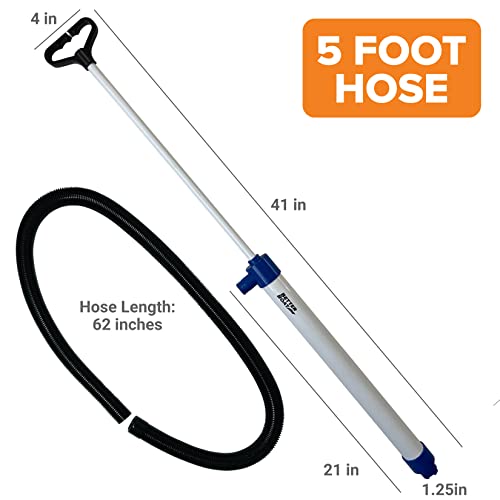 Image of Manual Bilge Pump Large for Boats with 5ft Hose, Hand Water Pump for Kayak | Canoe and Dinghy, Portable Handheld Siphon Bailer, 25 GPM Suction, Marine Grade, Better Boat