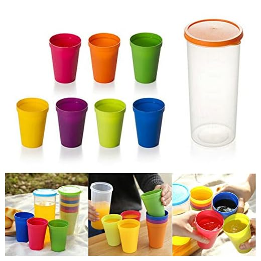 OFKPO 8 Pcs Vasos de Plástico, Tazas de Viaje Portátil y Reutilizable,Sin BPA para Camping, Picnics y Viaje ect, 200ML