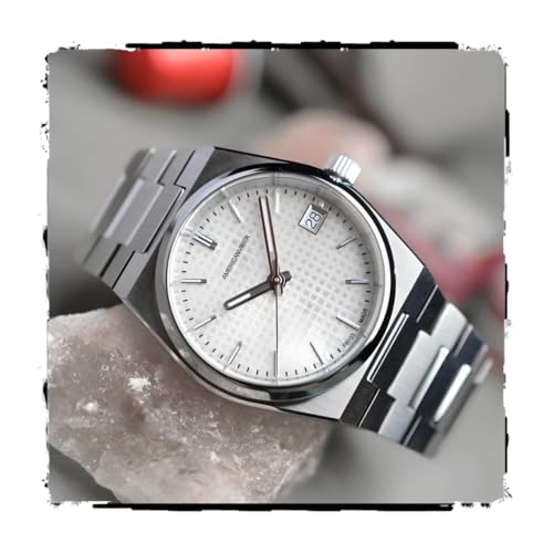 AMERICANVIBER, Stainless Steel Date Display Mens Wrist Analogue Watch, Dial-Color:Multicolour, Band Color:Silver (White)