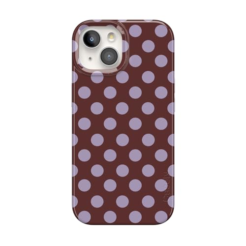 Casely iPhone 15 Plus Case | Spotted in SoHo | Burgundy Polka Dot | Compatible with MagSafe | Classic Ultra Slim Design