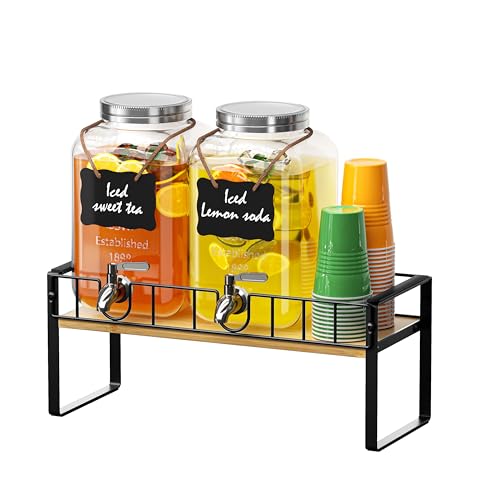 Zuyachuza 2-pack 1 Gallon Drink Dispenser,Glass Beverage Dis