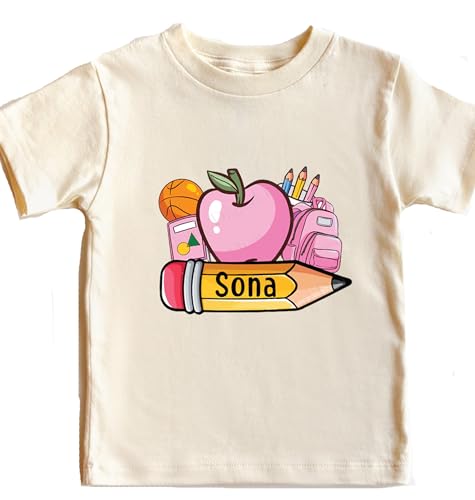 Personalized Back to School Shirt, First day of School Shirt with Name, Girls Boys School Supplies Shirt3