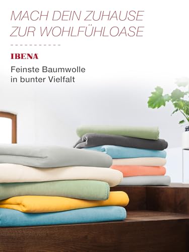 Ibena Malaga Bio Wolldecke 150x200 cm – 100% Baumwolle, Made in Germany, Baumwolldecke wollweiß