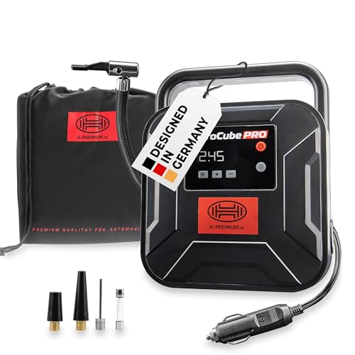 HEYNER® Kompressor mini I Tasche I 12V/120W Druckluft 10 bar/150PSI Digitales Manometer I LED Beleuchtung I elektrische Luftpumpe tragbarer Kompressor 10 bar Zigarettenanzünder Autoreifen