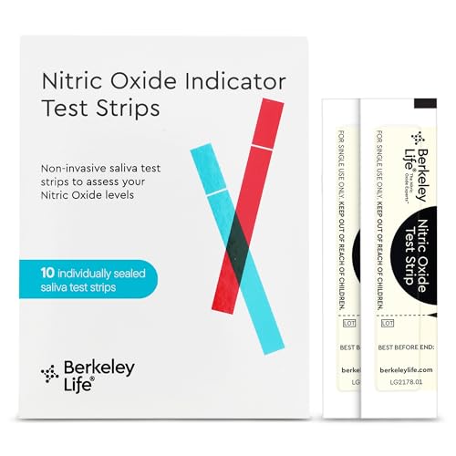 Berkeley Life Nitric Oxide Test Strips - at-Home Non-Invasive Saliva Testing Kit to Assess Nitric Oxide Levels for Men & Women - 10 Individually Sealed Indicator Strips
