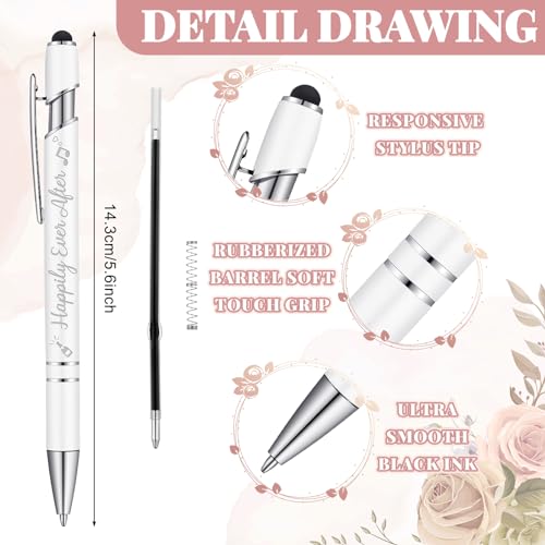 Kisston 36 Pcs Wedding Pens Bulk Bridal Shower Pens Favors Bachelorette Pens 6 Styles Retractable Ballpoint Pens Wedding Favors Supplies for Guest Game Office(White)