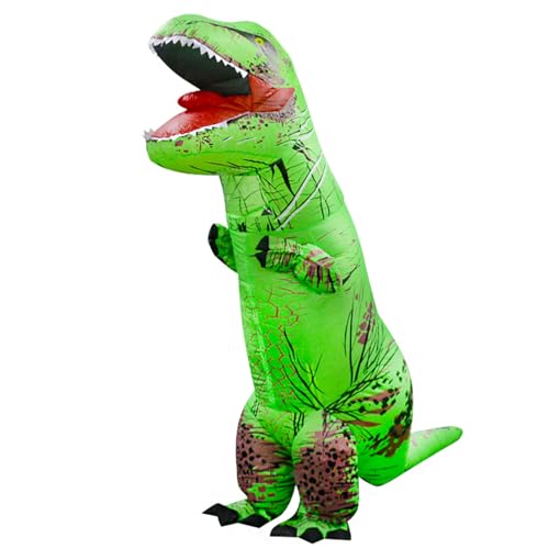 Beauenty Adult Inflatable Dinosaur Costume Inflatable T-Rex Dinosaur Mascot Costume Party Cosplay Blowup Clothing Size High 2.2m (GreenGreen)
