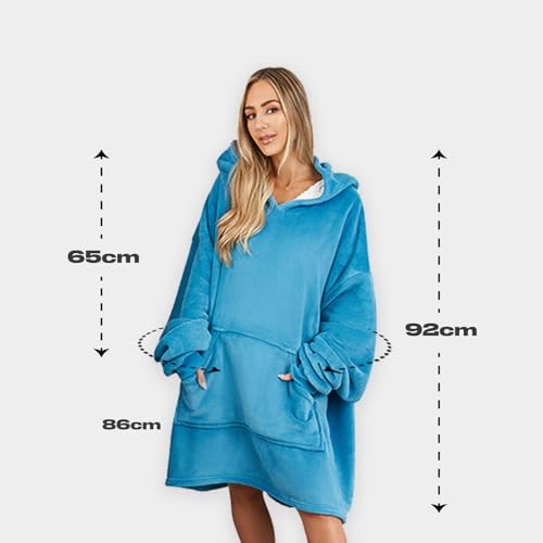 Sienna Hoodie Blanket, Mothers Day Gifts Ultra Soft Sherpa Fleece Warm Comfy Cosy Oversized Wearable Giant Sweatshirt Throw for Women Girls Adults Men Boys Kids Big Pocket - One Size