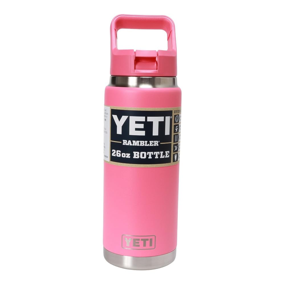 Rambler 26 oz Bottle, Vacuum Insulated, Stainless Steel with Color Matching Straw Cap