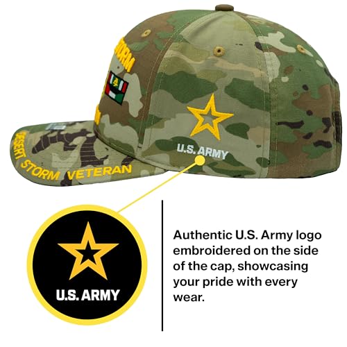 Image of Desert Storm Veteran Hat for Men Officially Licensed US Army Combat Veterans Embroidered Adjustable Baseball Cap