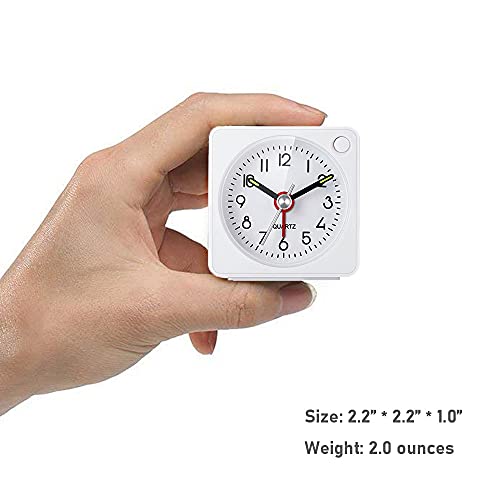 Image of Travel Analog Alarm Clock, 2.25 inch, Ultra Small Clock with Snooze and Light Function, Super Silent Non Ticking, Battery Operated, Easy Setting