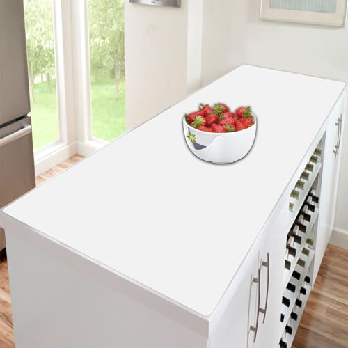 Image of 47.3''x23.6''(120cmx60cm) Extra Large Silicone Mat for Kitchen Counter 1.4MM Thick Non-Slip Heat Resistant Countertop Protector, Waterproof Durable Kitchen Mat for Countertop(Semitransparent)
