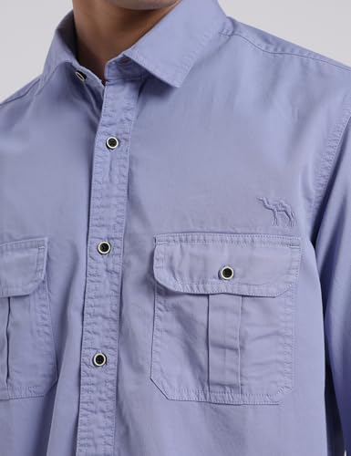 Image of FYLTR Men's Full Sleeve Overdyed Solid Shirt - Regular Fit | Full Sleeve | Double Pockets | Travel Shirts for Men | Casual Shirts for Men