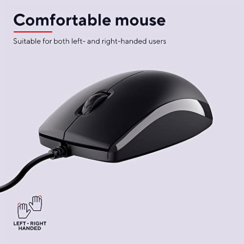 Trust Taro Wired Keyboard and Mouse Set - Qwerty UK Layout, Full-Size Keyboard, Spill-Resistant, 1.8 m Cable, USB Plug and Play, Quiet Combo for PC and Laptop - Black - Image 5