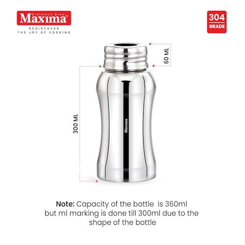Image of Maxima Amulya Stainless Steel Baby Feeding Bottle (300 ML) - Safe Transition from Infant to Sipper | Nipple Bottles | Milk Drinking Bottle | Travel-Friendly Design | Ideal for Newborns and Toddlers