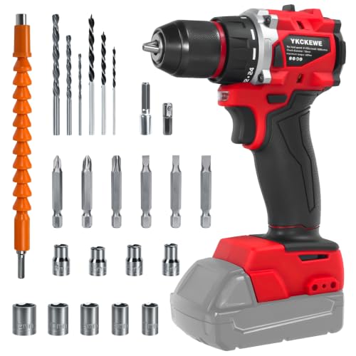 Taladro inalámbrico, taladros eléctricos para batería Milwaukee de 18 V, taladro sin escobillas con 2 velocidades variables, par de torsión 24+1, portabrocas sin llave de 3/8 pulgadas, 60 N.M, taladro