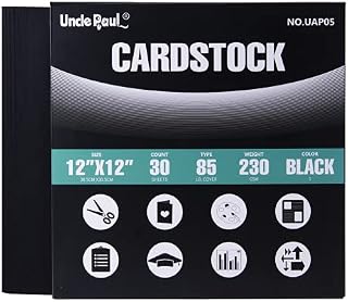 Black Cardstock - 12'' x 12'' 85lb 30 Sheets Cover Card Stock Paper for Scrapbooking, Crafts, Business Cards UAP05BK